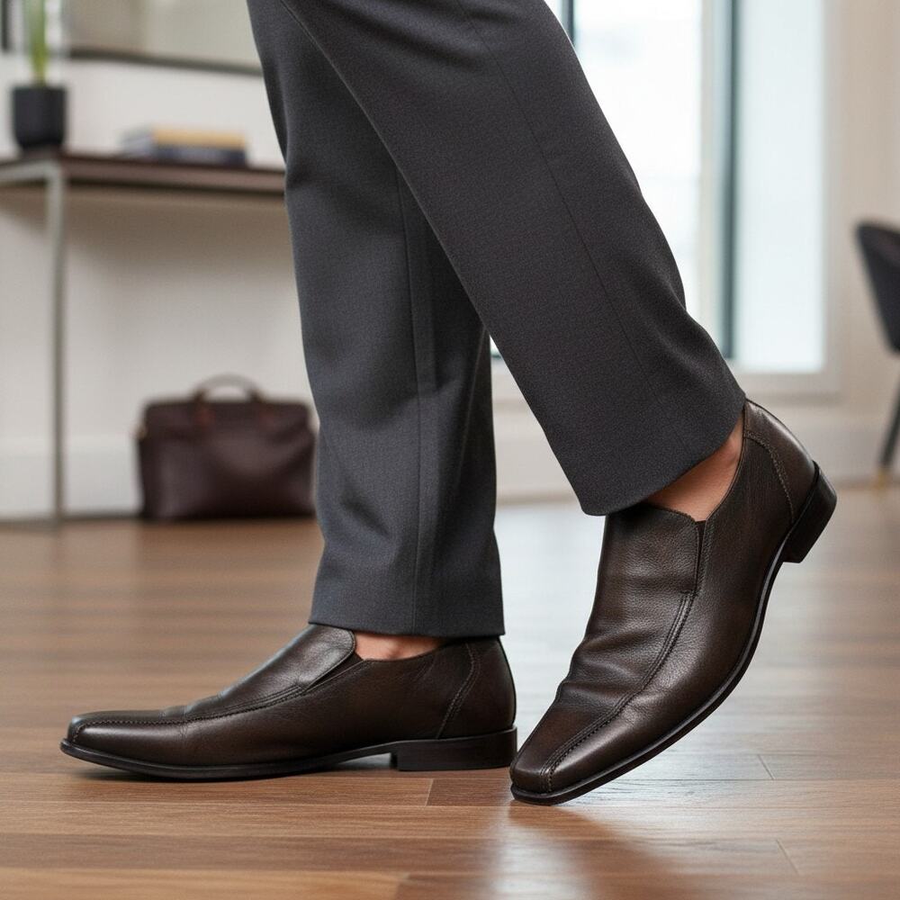 Gordon Rush Collection Brown Leather Square Toe Loafers Mens 9.5 Italy Y2K
